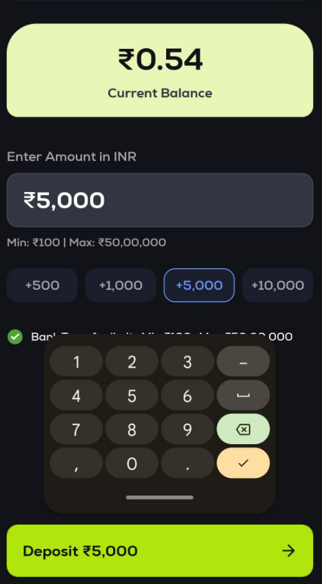 coinswitch cuber Deposit Now button mein click karna hoga.